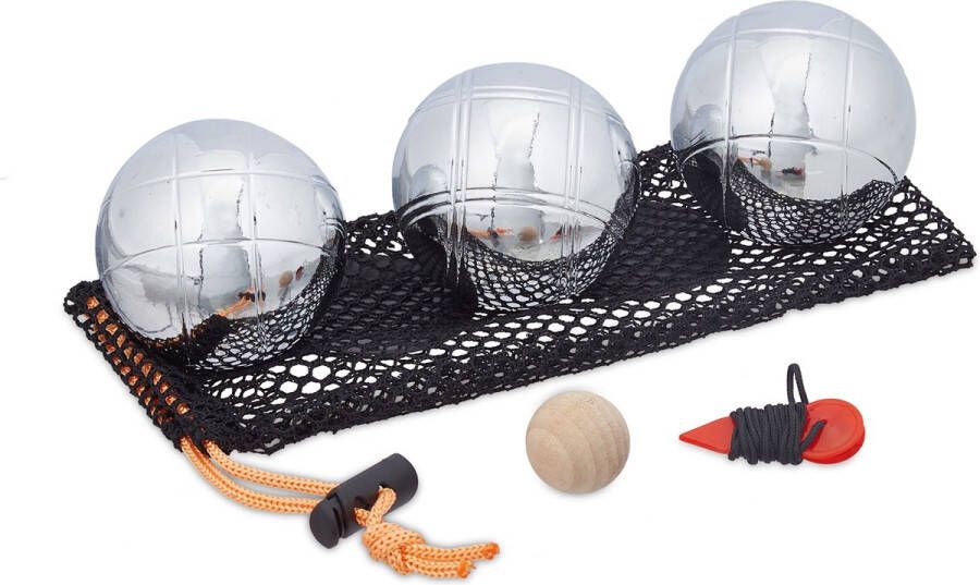 Relaxdays jeu de boules set accessoires 3 ballen but petanqueballen outdoor spel