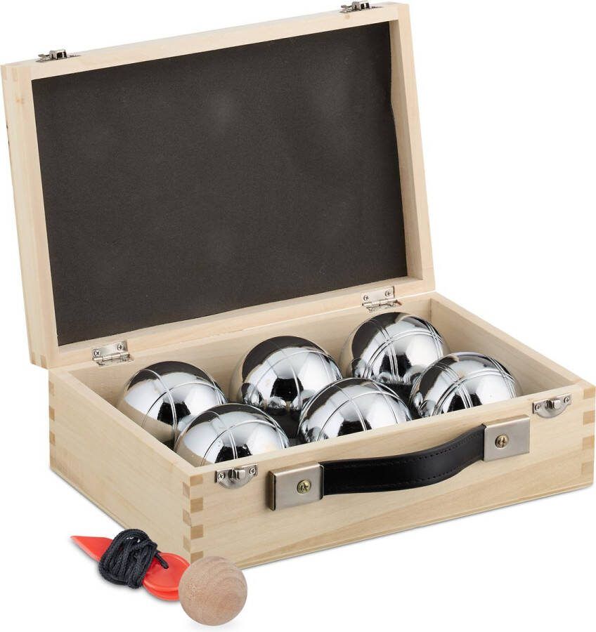 Relaxdays jeu de boules set petanque ballen 6 jeu de boules ballen metaal koffer