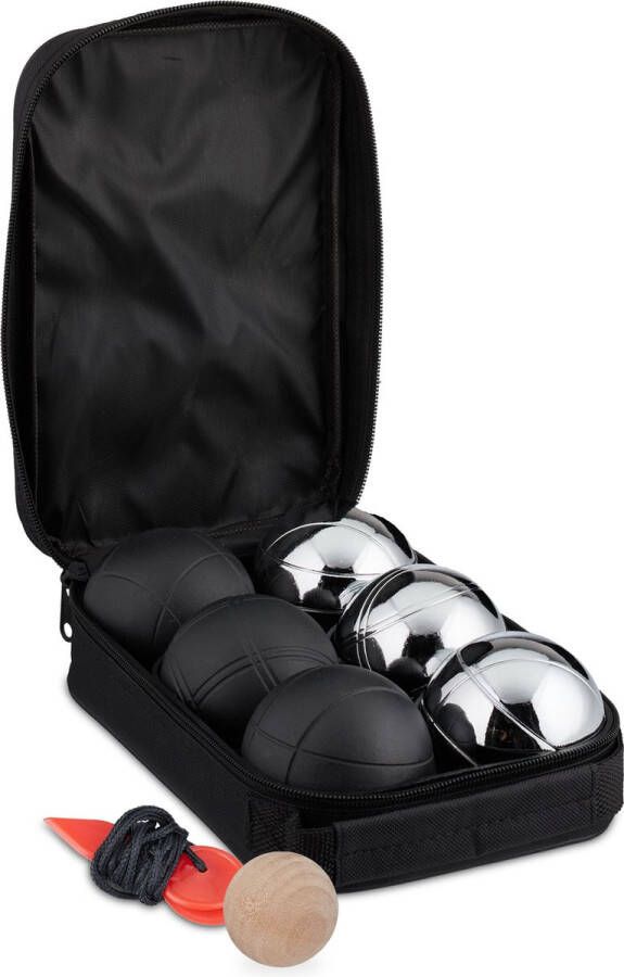Relaxdays jeu de boules set petanque ballen 6 jeu de boules ballen staal met tasje