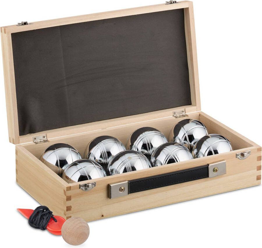 Relaxdays jeu de boules set petanque ballen 8 jeu de boules ballen metaal koffer