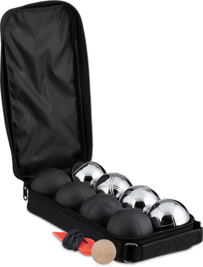 Relaxdays jeu de boules set petanque ballen 8 jeu de boules ballen staal met tasje