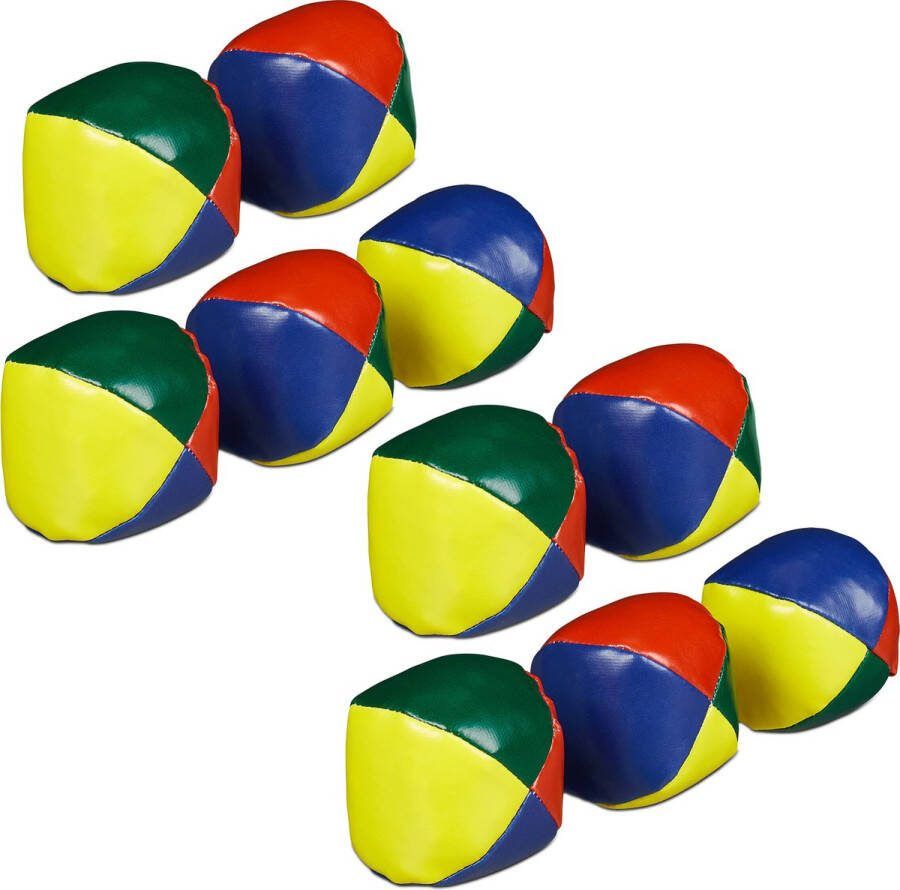 Relaxdays jongleerballen set van 10 Ø 6 5 cm zand circus jongleer set beginners