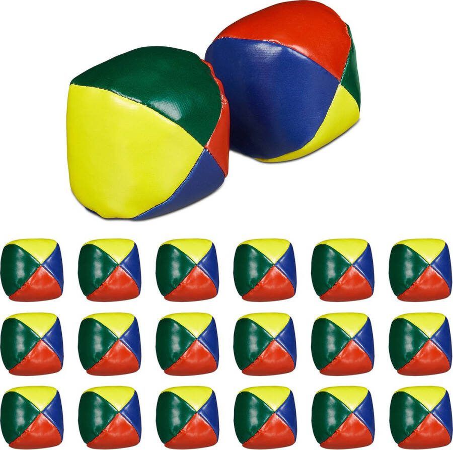 Relaxdays jongleerballen set van 20 Ø 6 5 cm zand circus jongleer set beginners
