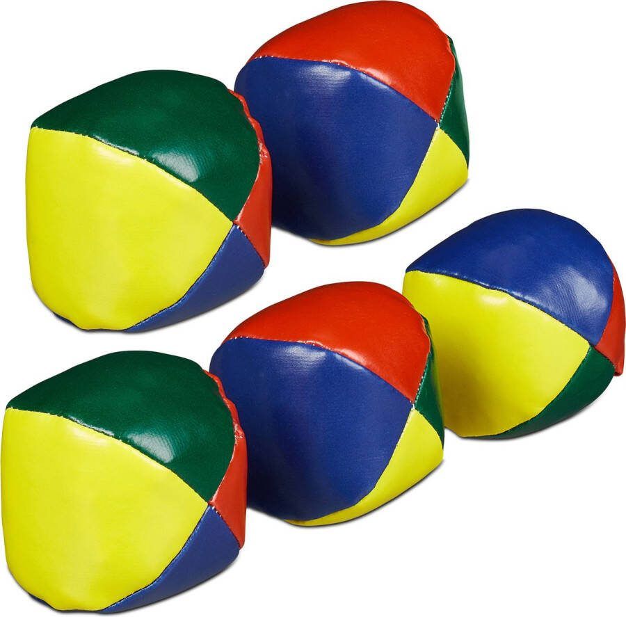 Relaxdays jongleerballen set van 5 Ø 6 5 cm zand circus jongleer set beginners