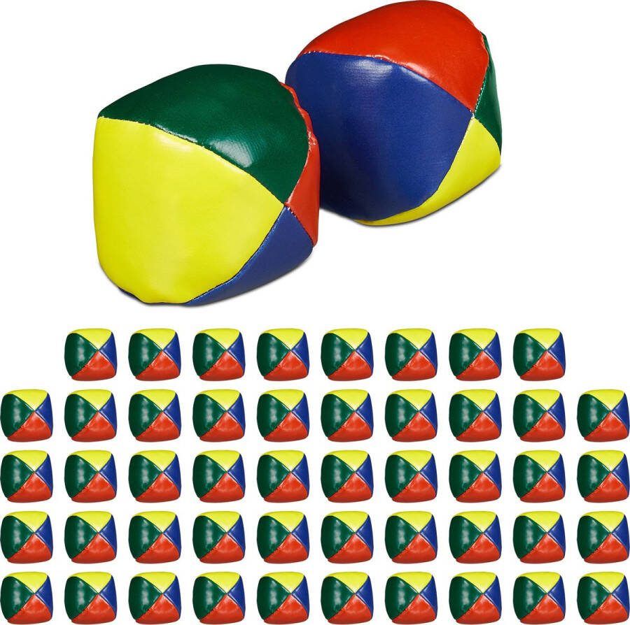 Relaxdays jongleerballen set van 50 Ø 6 5 cm zand circus jongleer set beginners