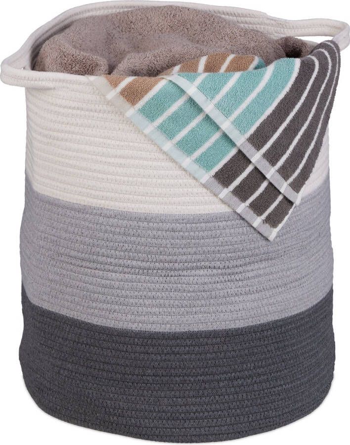 Relaxdays katoenen opbergmand grote speelgoedmand kinderkamer boho mand met handgrepen