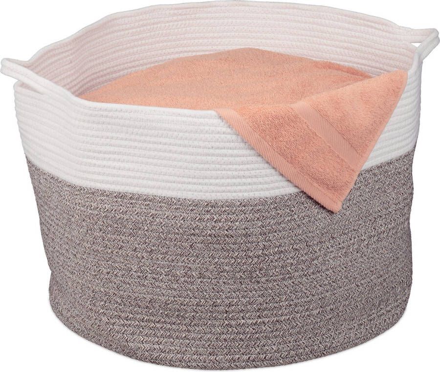 Relaxdays katoenen opbergmand opvouwbare mand woonkamer grote speelgoedmand badkamer