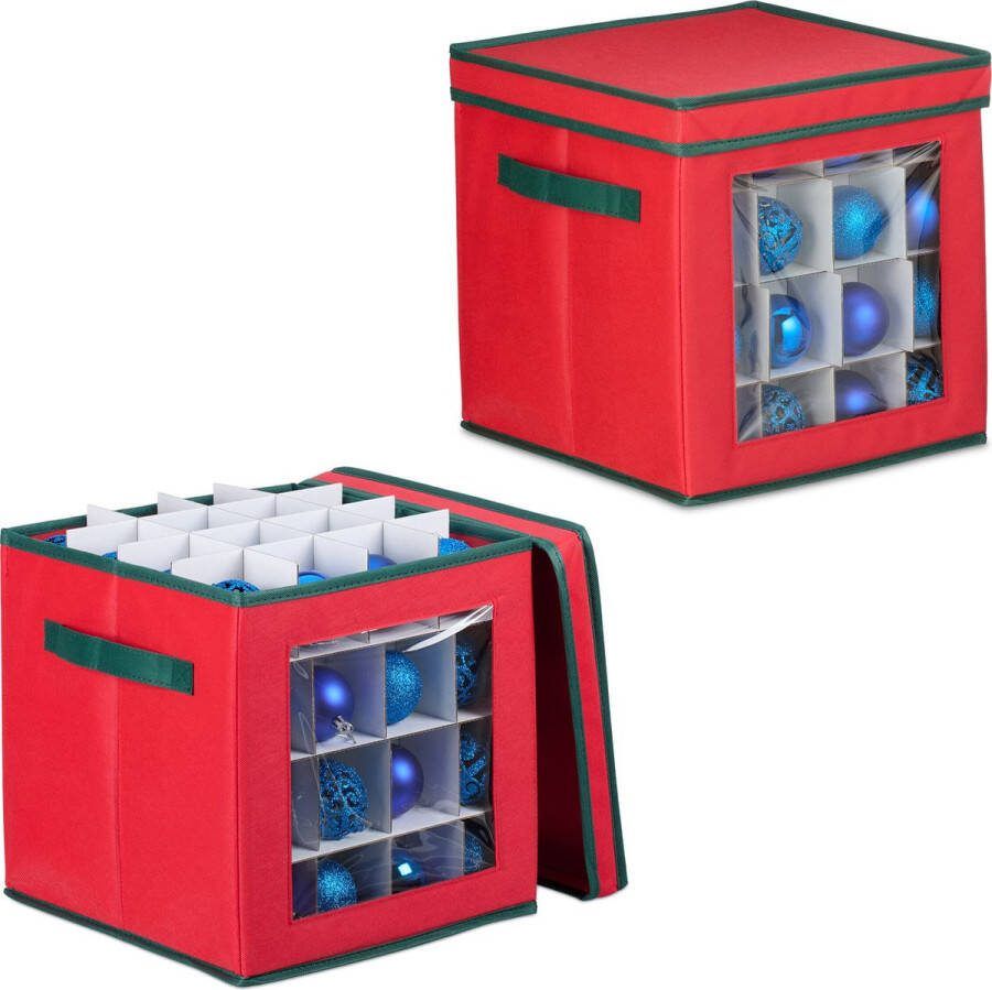 Relaxdays kerstballen opbergbox kerstballen organizer kerst opbergdoos set van 2