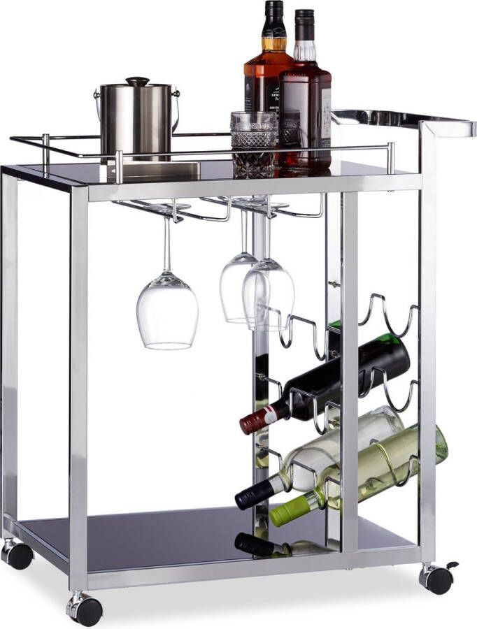 Relaxdays keukentrolley glas BARON ontwerp keukenwagen wijnrek serveren