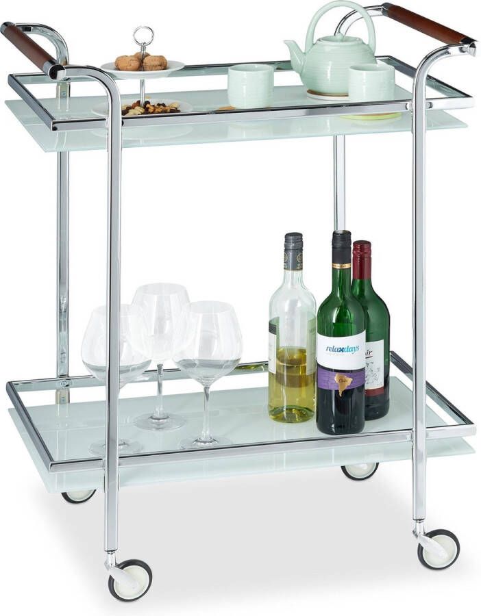 Relaxdays keukentrolley melkglas serveerwagen 2 etages theewagen roltafel