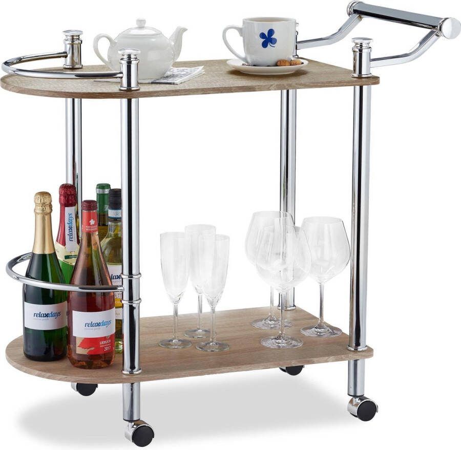 Relaxdays keukentrolley met 2 etages serveerwagen theewagen roltafel MDF