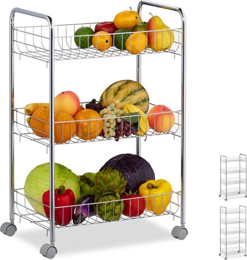 Relaxdays keukentrolley metaal keukenrek verrijdbaar keuken trolley opbergtrolley 3