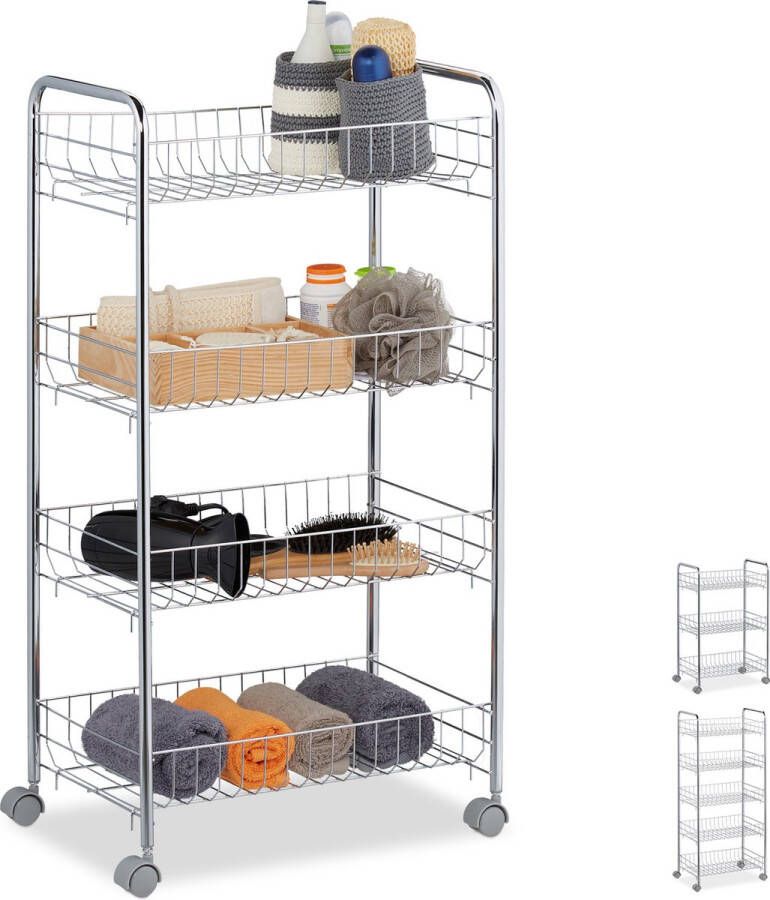 Relaxdays keukentrolley metaal keukenrek verrijdbaar keuken trolley opbergtrolley 4
