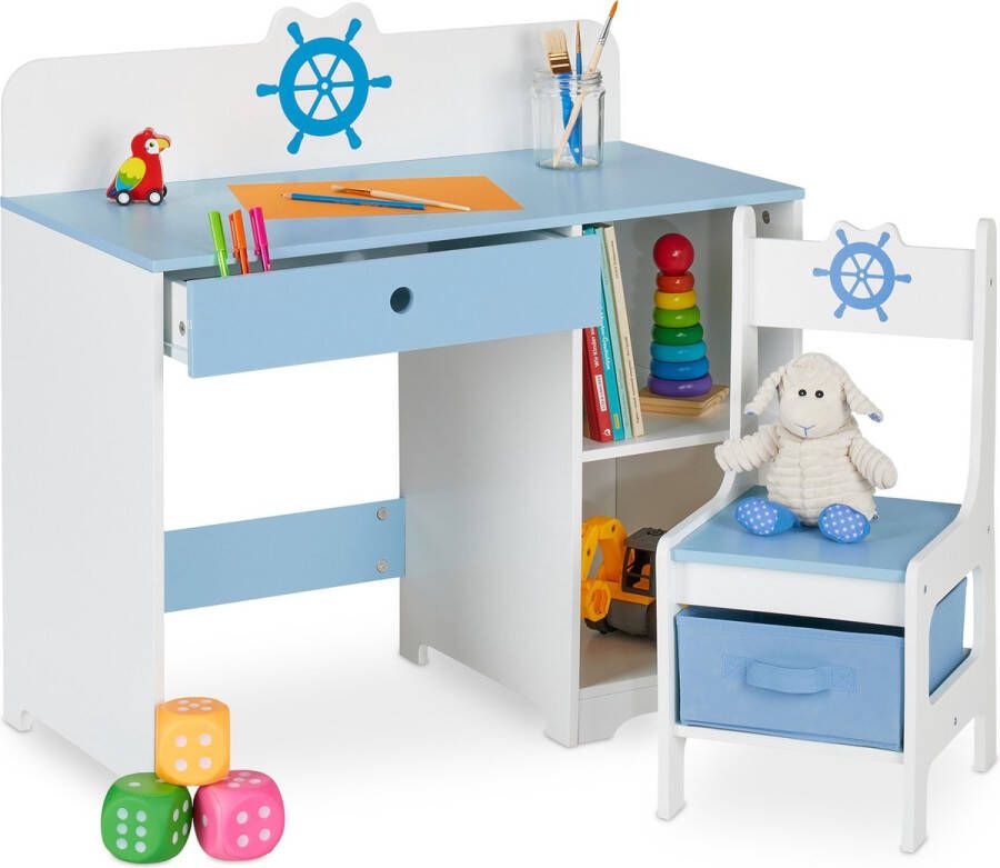 Relaxdays kinderbureau en stoel kindertafelset bureau kinderkamer tekentafel kind