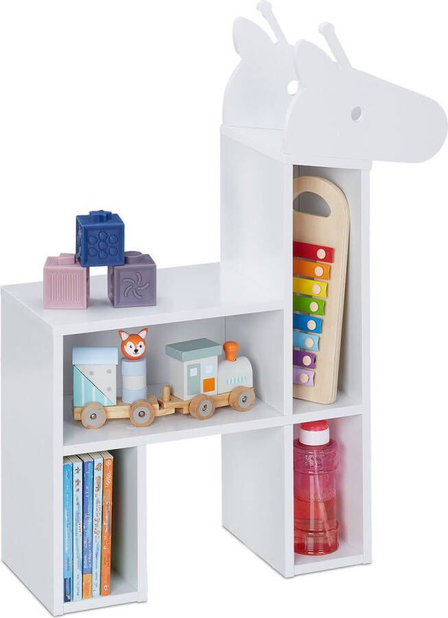 Relaxdays kinderkast giraf wit speelgoedrek kinderboekenkast opbergmeubel speelgoed