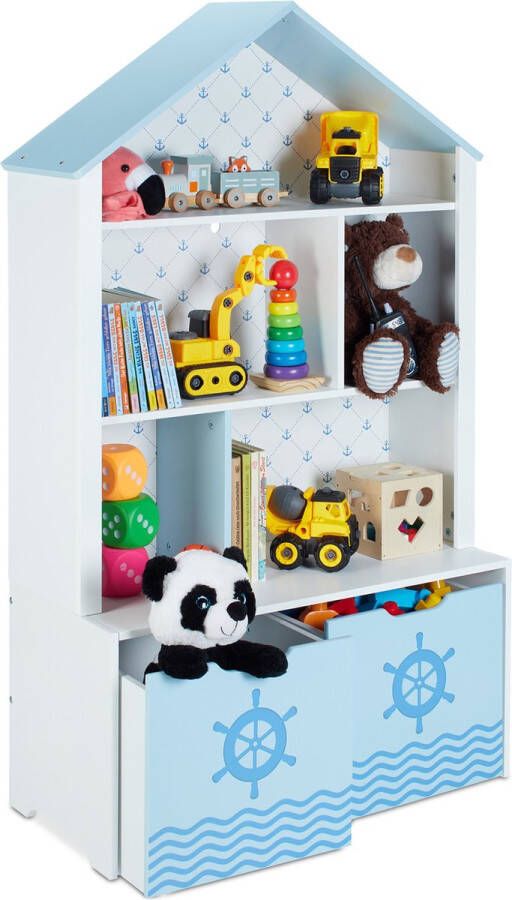 Relaxdays kinderkast huisje kinderboekenkast speelgoedkast lades opbergkast kinderen