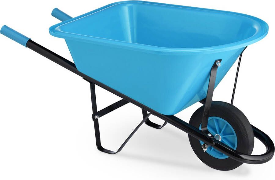 Relaxdays kinderkruiwagen kunststof blauwe tuinkruiwagen voor kinderen buitenspeelgoed