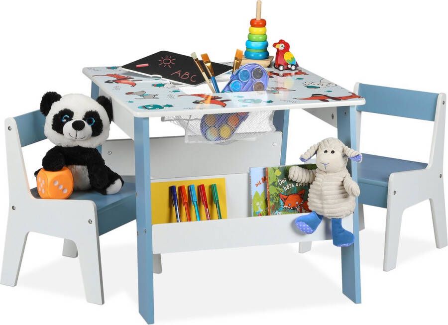 Relaxdays kindertafel en stoeltjes speeltafel met 2 kinderstoeltjes kindermeubelset