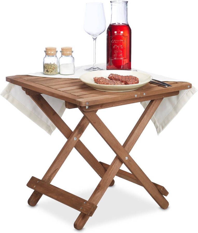 Relaxdays klaptafel balkon houten bijzettafel inklapbaar tuintafel lage buitentafel