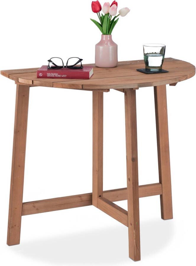 Relaxdays klaptafel halfrond inklapbare balkontafel muur houten tafel buiten terras