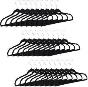 Relaxdays kledinghanger zwart broeklat antislip kunststof klerenhanger broekhanger Pak van 30