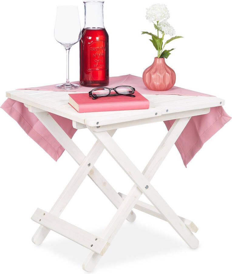 Relaxdays kleine klaptafel tuintafel hout bijzettafel inklapbaar balkon nachttafel