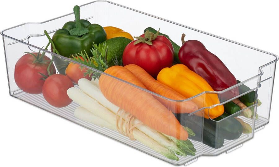 Relaxdays koelkast organizer met handvatten koelkast opbergbak groente koelkast bakje