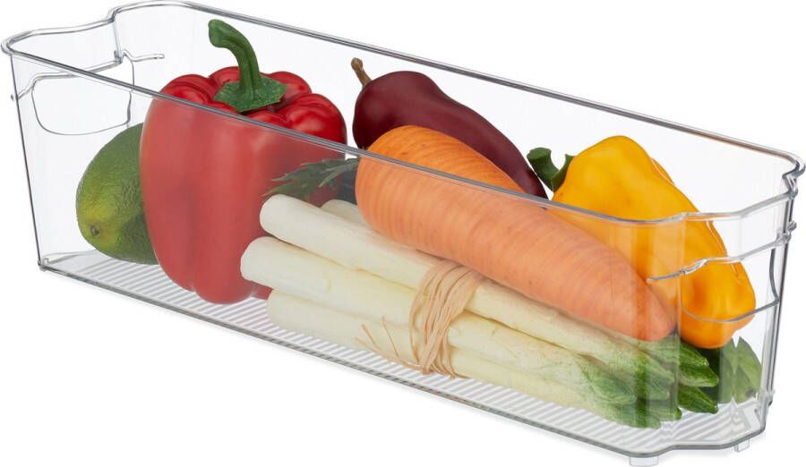 Relaxdays koelkast organizer smal koelkast opbergbak fruit keuken organizer kunststof