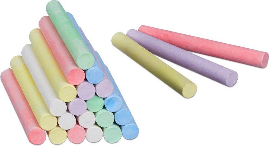 Relaxdays krijt set van 24 stuks schoolbord krijt gekleurde krijtjes stoepkrijt