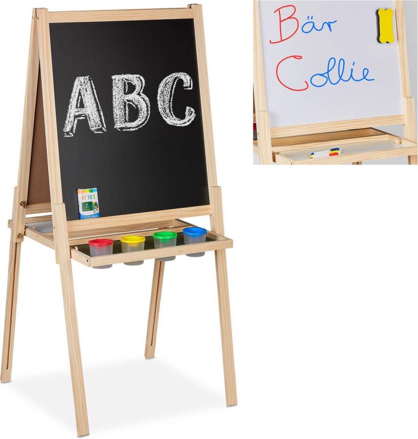 Relaxdays krijtbord staand accessoires tekenbord kinderen schoolbord whiteboard