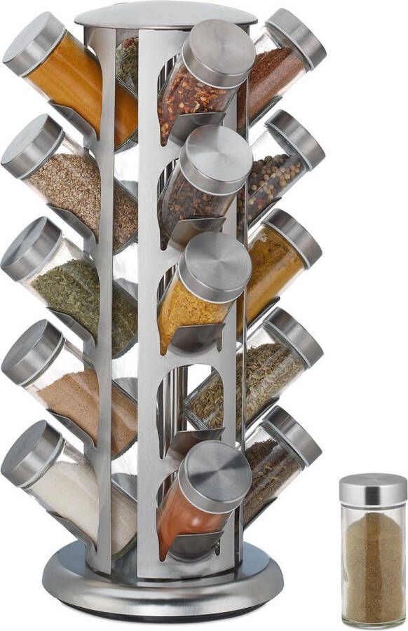 Relaxdays kruidenrek met 20 potjes draaibaar rekje voor kruiden organizer
