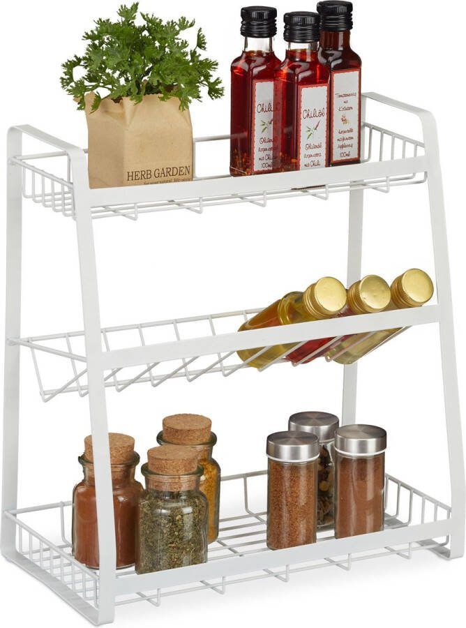 Relaxdays kruidenrek staand 3 laags kruiden organizer ijzer keuken organizer klein