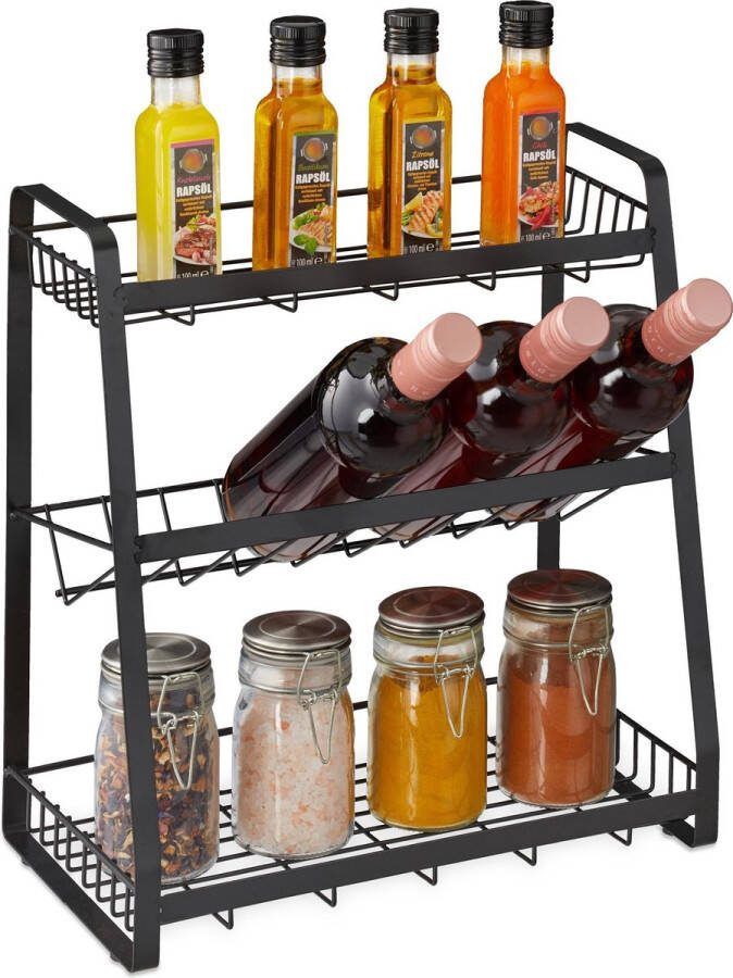 Relaxdays kruidenrek staand kruiden organizer kruidenrekje 3 etages keukenaccessoire