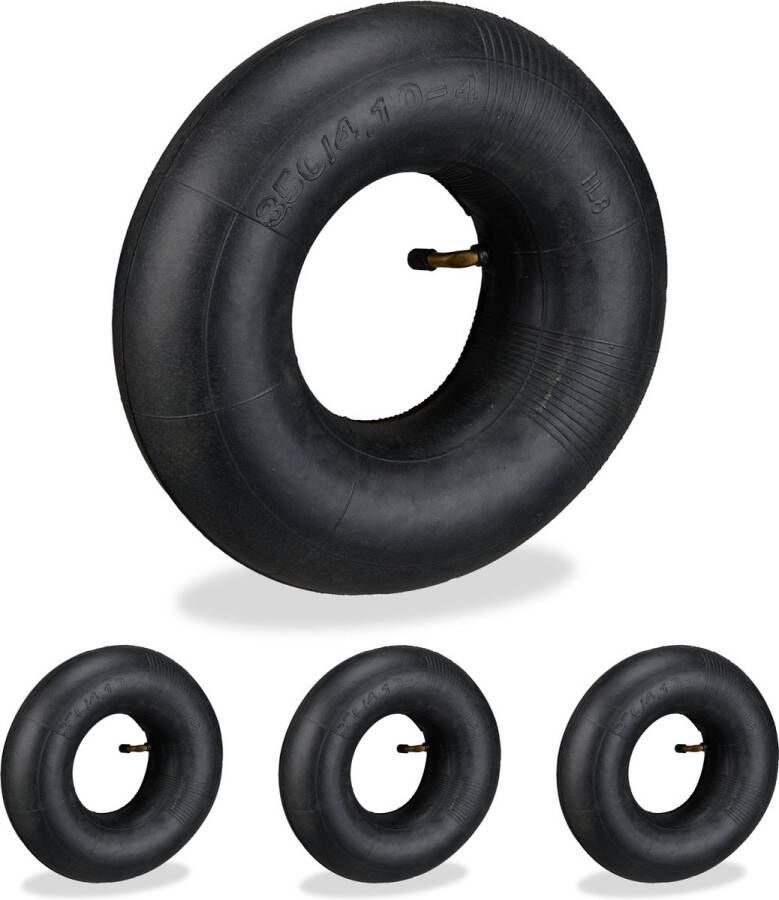 Relaxdays kruiwagen binnenband set van 4 3.50-4 voor steekwagen autoventiel