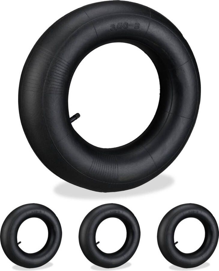 Relaxdays kruiwagen binnenband set van 4 3.50-8 steekwagens autoventiel rubber