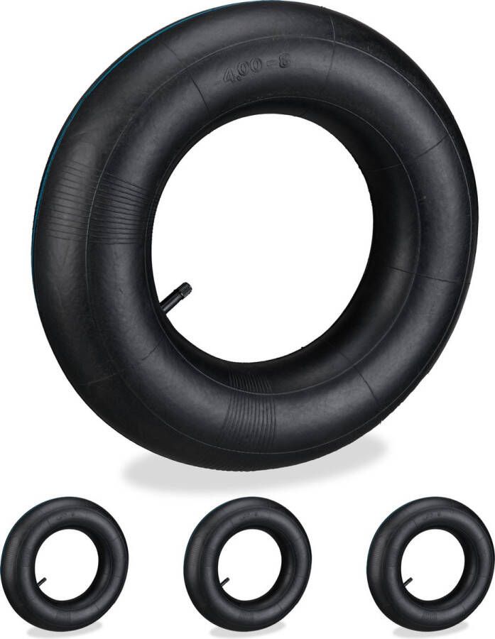 Relaxdays kruiwagen binnenband set van 4.00-8- steekwagens autoventiel rubber