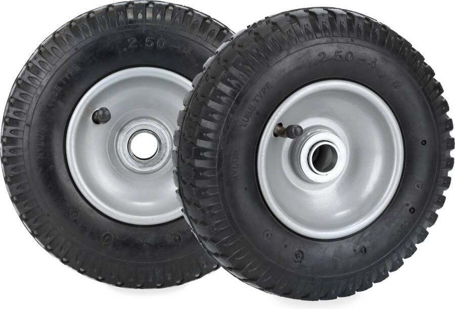 Relaxdays kruiwagenwiel 2.50-4 set van 2 luchtband reservewiel kruiwagen met velg