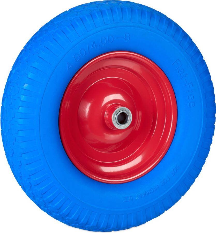 Relaxdays kruiwagenwiel 4.00-8 reservewiel kruiwagen antilek band stalen velg Blauw-rood