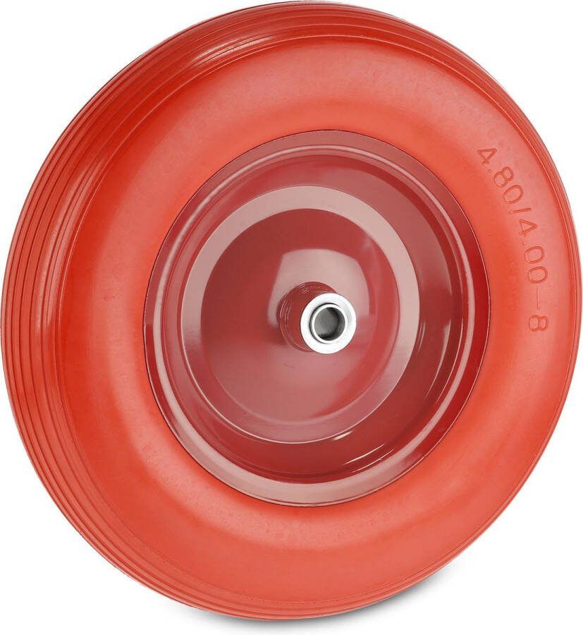 Relaxdays kruiwagenwiel 4.80 4.00-8 antilek band reservewiel kruiwagen stalen velg rood