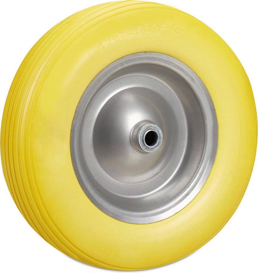 Relaxdays kruiwagenwiel 4.80 4.00-8 reservewiel rubberband steekwagenwiel bolderkar Geel-grijs