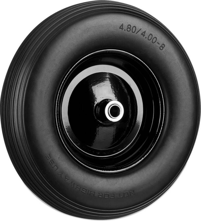 Relaxdays kruiwagenwiel 4.80 4.00-8 reservewiel rubberband steekwagenwiel bolderkar zwart-zwart
