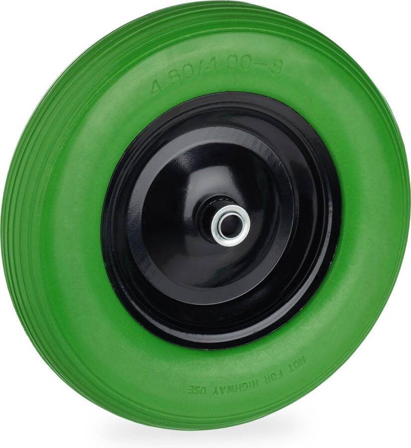 Relaxdays kruiwagenwiel 4.80 4.00-8 reservewiel stalen velg rubberband kruiwagen zwart