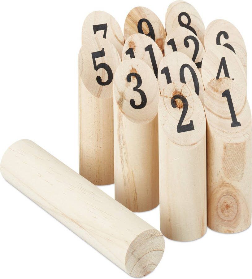 Relaxdays kubb werpspel behendigheidsspel buitenspel Scandinavisch werpspel van hout