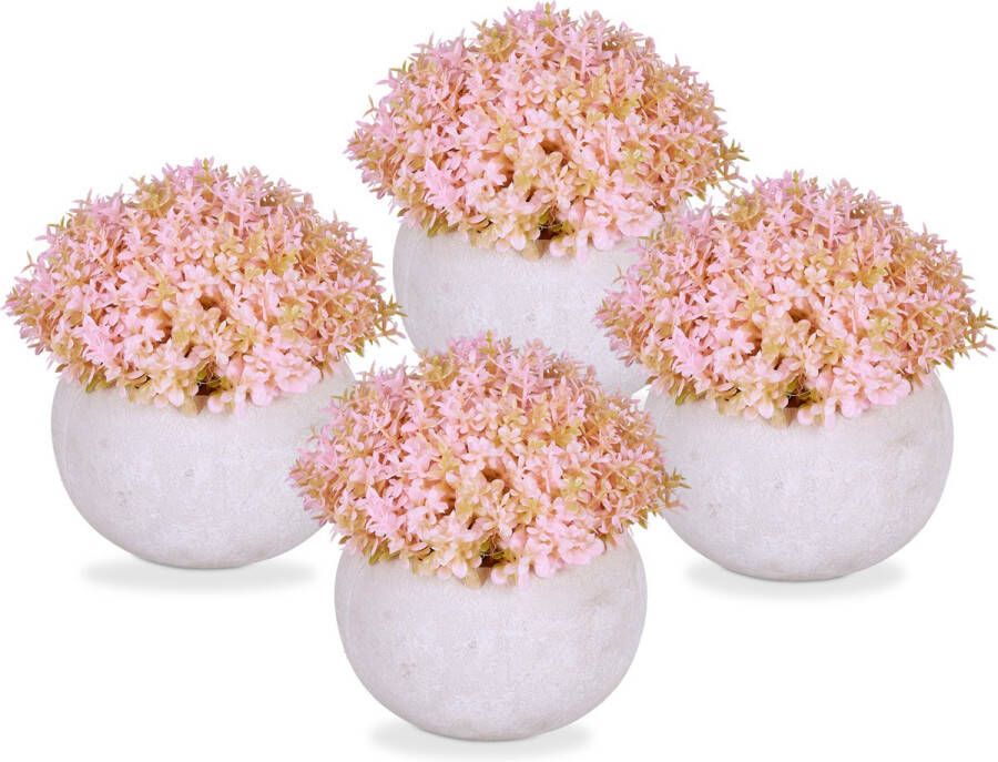 Relaxdays kunstbloemen met pot set van 4 namaakbloemen decoratieve bloemen binnen