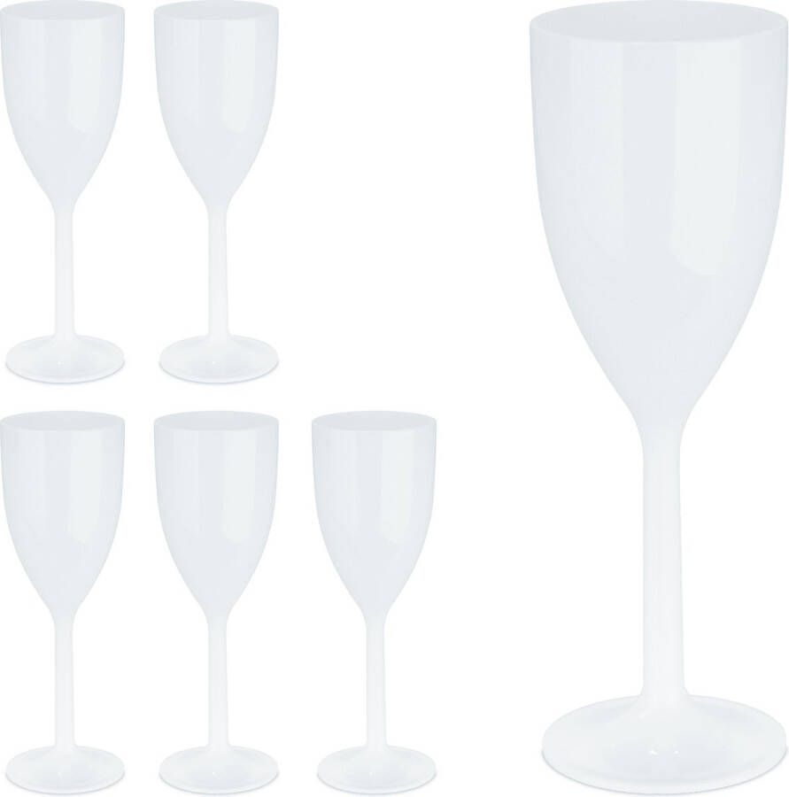 Relaxdays kunststof wijnglazen set van 6 plastic glazen 220 ml herbruikbaar
