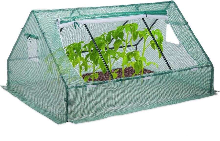 Relaxdays kweekkas 110 x 180 x 150 cm foliekas uv-bestendig laag tuinkas groen