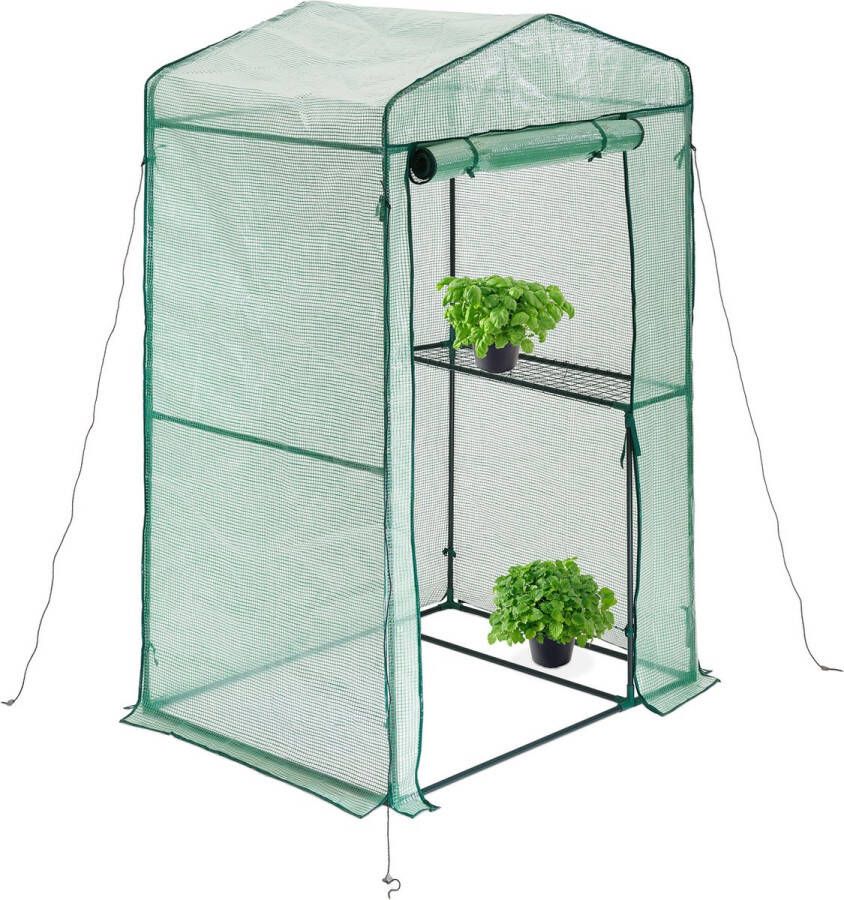 Relaxdays kweekkas staand tomatenhuis tuinkas PE & ijzer groen transparant