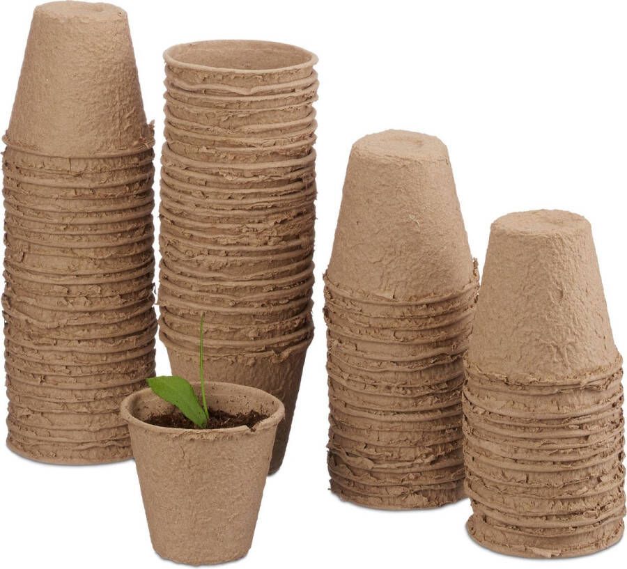 Relaxdays kweekpotjes biologisch afbreekbaar stekpotjes turfpotjes Ø 6 cm set