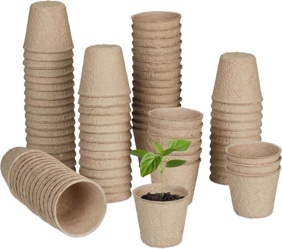 Relaxdays kweekpotjes set 80 stuks afbreekbaar stekpotjes rond zaaipotjes klein