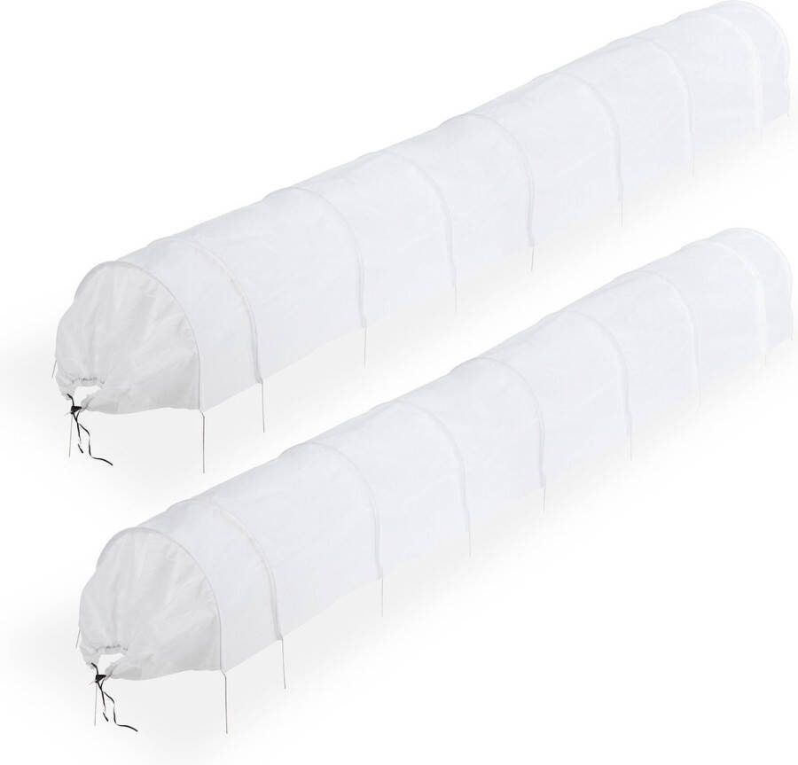 Relaxdays kweektunnel met bogen 5 meter set van 2 vogelnet moestuin vlies fruit